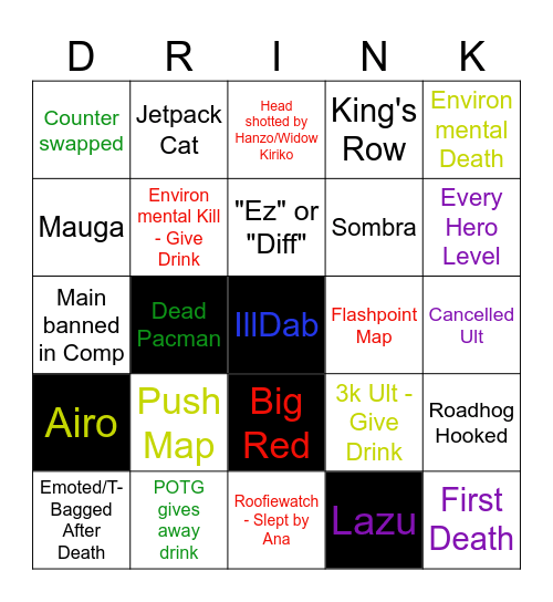 We Hecking Love Overwatch Bingo Card