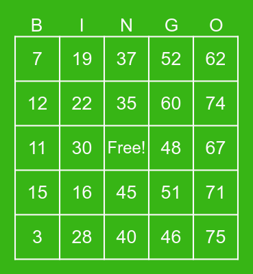BINGO BOLIVAR Bingo Card