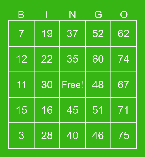BINGO BOLIVAR Bingo Card