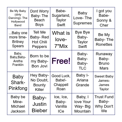 BABY SINGO Bingo Card