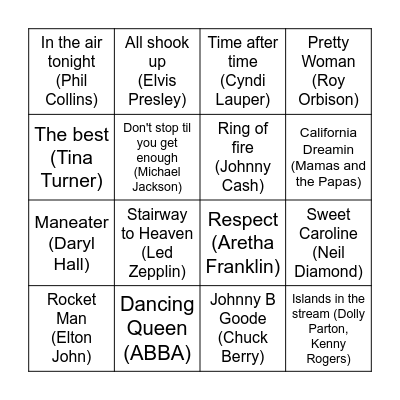 Music Bingo Card