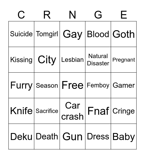 Gacha life cringe Bingo Card