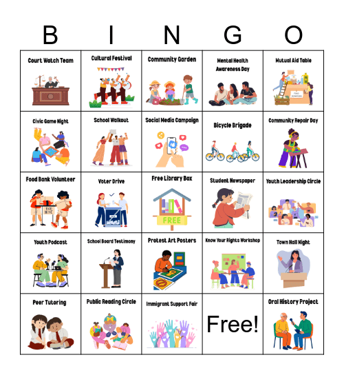 Youth Action Lotería Bingo Card