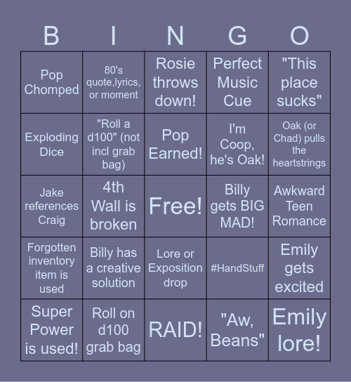 Welcome to Paradise: Mission Bingo Card