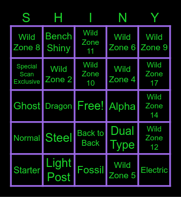 Z-A Shiny Bingo Kini Lynae Bingo Card