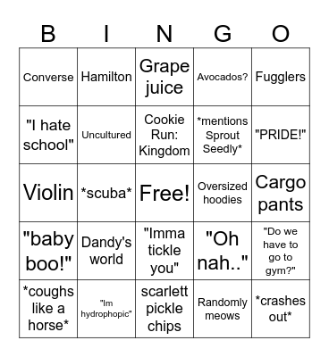 All About Scarlett Bingo Card