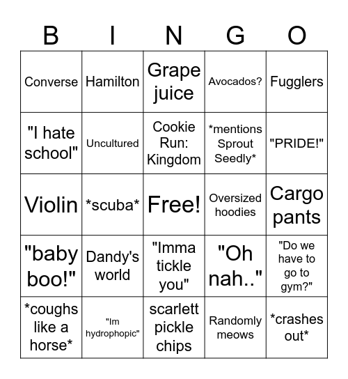 All About Scarlett Bingo Card