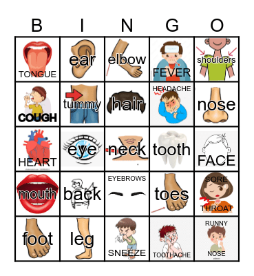 BODY PARTS Bingo Card
