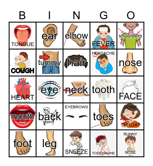 BODY PARTS Bingo Card