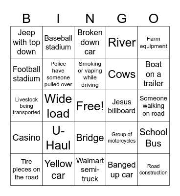Dev-Sher-Shar Roadtrip Bingo Card