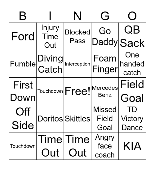 SUPERBOWL 51 BINGO Card