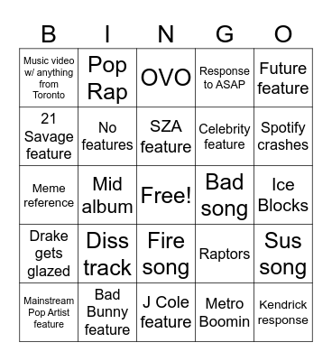 Iceman Bingo Card