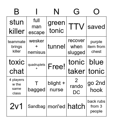 2v8 BINGO Card