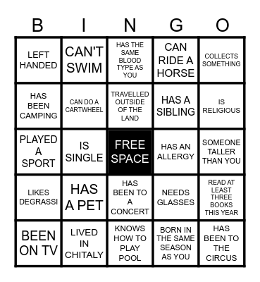 Bingo Card