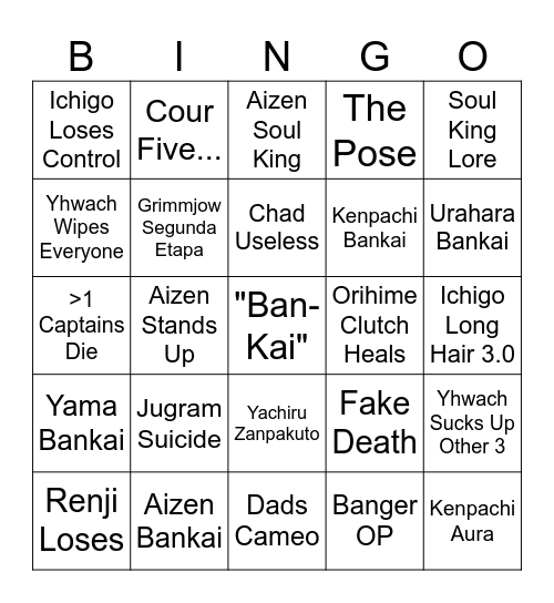 Cour 4 Bingo Card