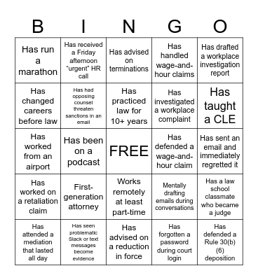 Your Name: ___________________________ Bingo Card