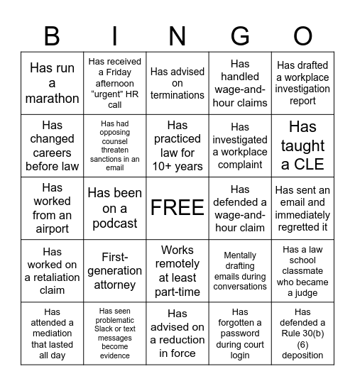 Your Name: ___________________________ Bingo Card