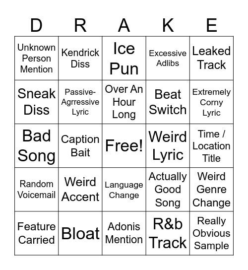 ICEMAN Bingo Card