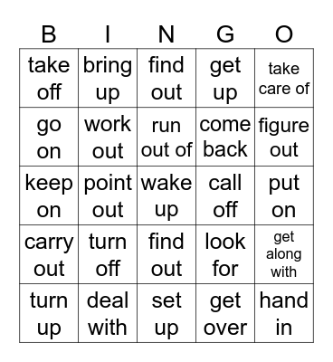 PHRASAL VERBS Bingo Card