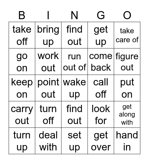PHRASAL VERBS Bingo Card