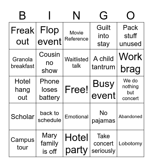 25th annual graduation Bingo Card