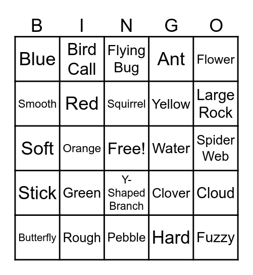 Nature Bingo Card
