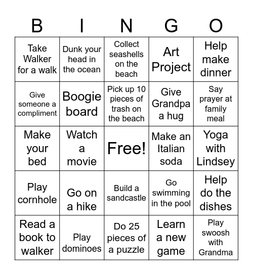 HANSEN FAMILY REUNION 2026 Bingo Card