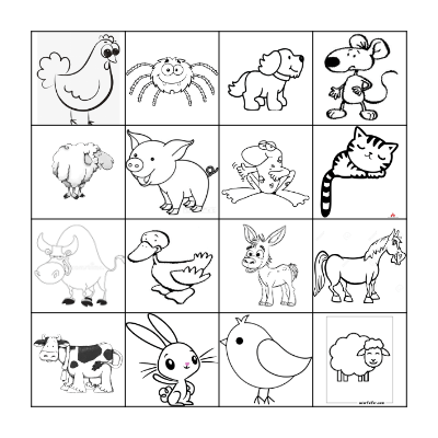 FARM ANIMALS Bingo Card