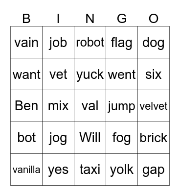 Reading Bingo Card