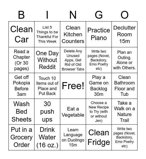 Brian's Bingo Card