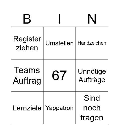 HERR SCHMID Bingo Card