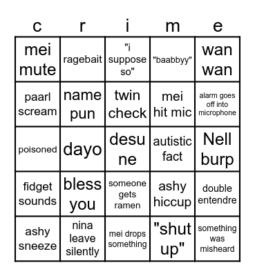 voicechat bingo Card