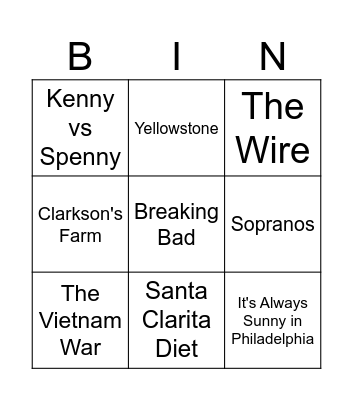 TV Bingo Card