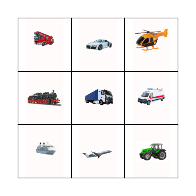 Transportation Bingo Card