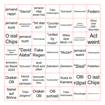 ESC 2026 Bingo Card