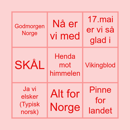 17.mai Bingo Card