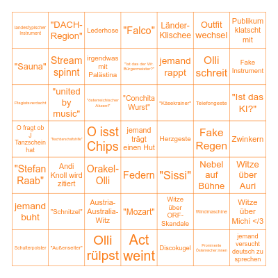 ESC 2026 Bingo Card