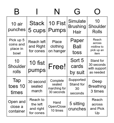 Functional Movement Bingo Card