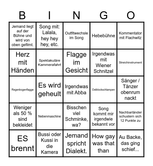 ESC Bingo Card