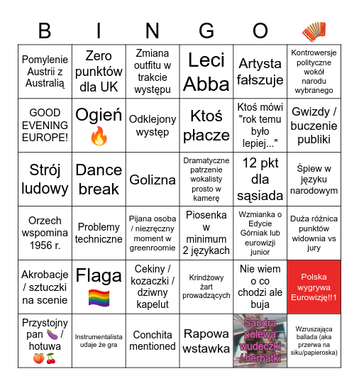 Erłowizja 2026 u Hubercika Bingo Card