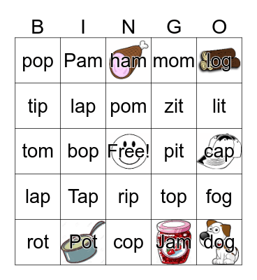 Word Family Bingo Card