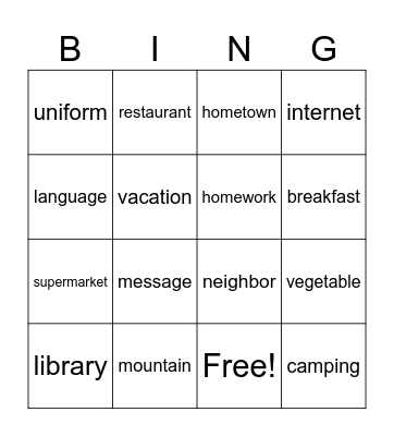 GAME Bingo Card