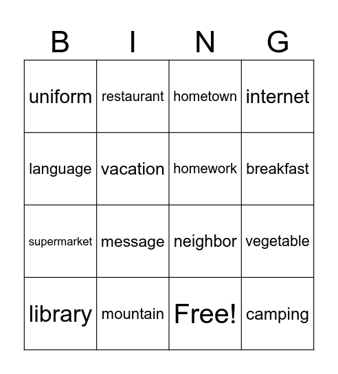 GAME Bingo Card
