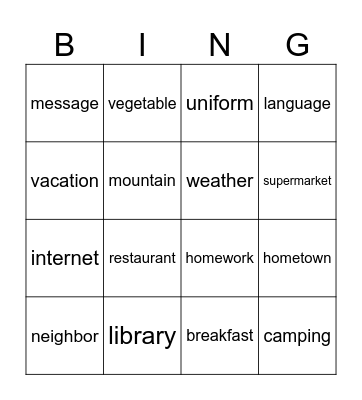 GAME Bingo Card
