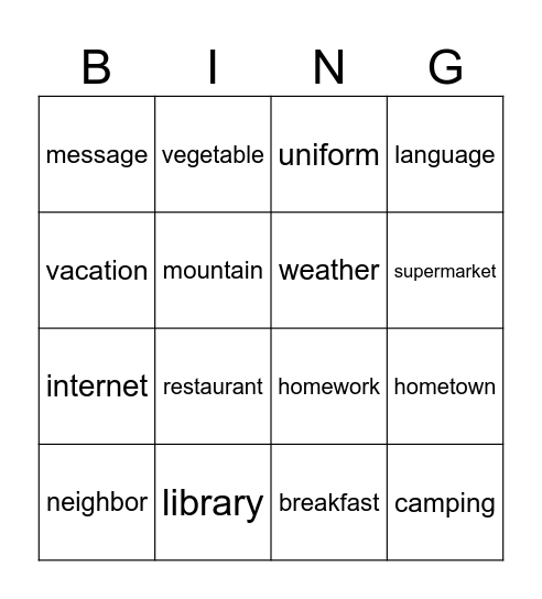 GAME Bingo Card