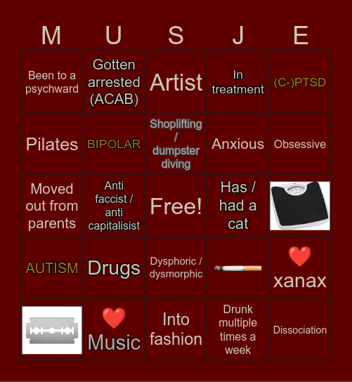 Musje’s bingo Card