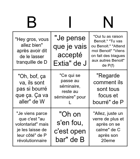 séminaire Bingo Card