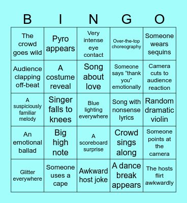 Eurovision 2026 Bingo Card