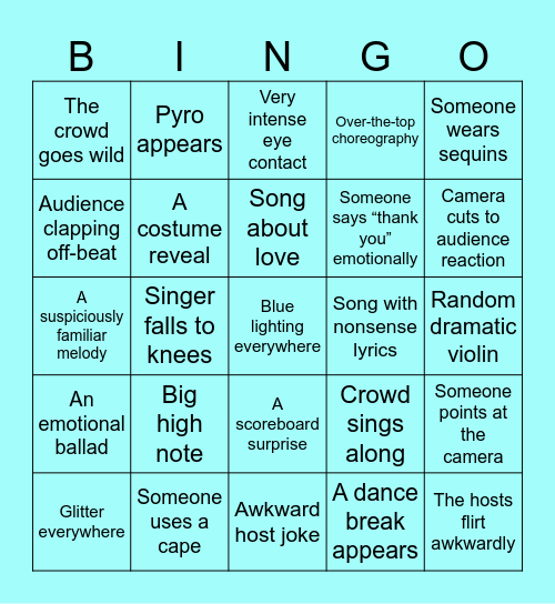 Eurovision 2026 Bingo Card