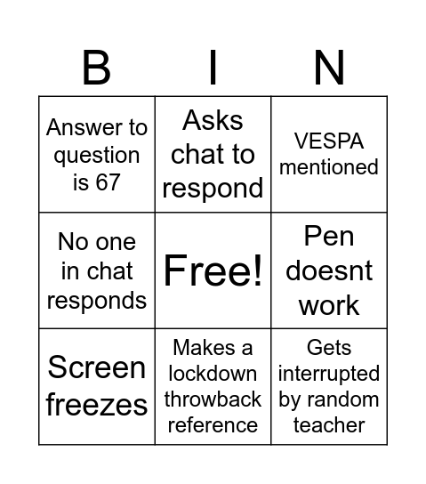 bingo Card
